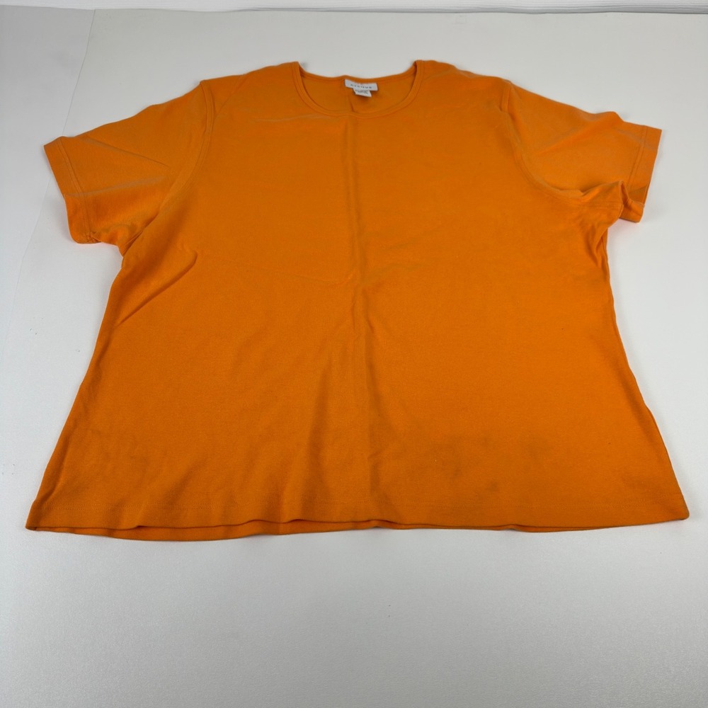 Avenue Womens Plus Size 26/28 Orange Cotton Stretch Short Sleeve Crew Neck Tee